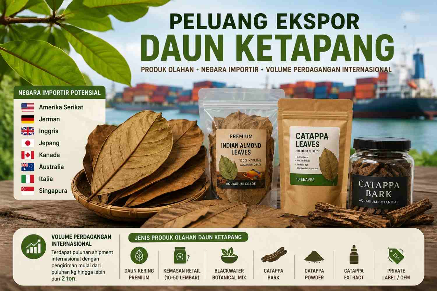 daun ketapang kering
